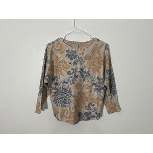 Anthropologie Sioni Floral Print Dolman Sweater Size Medium Cream Blue Orange